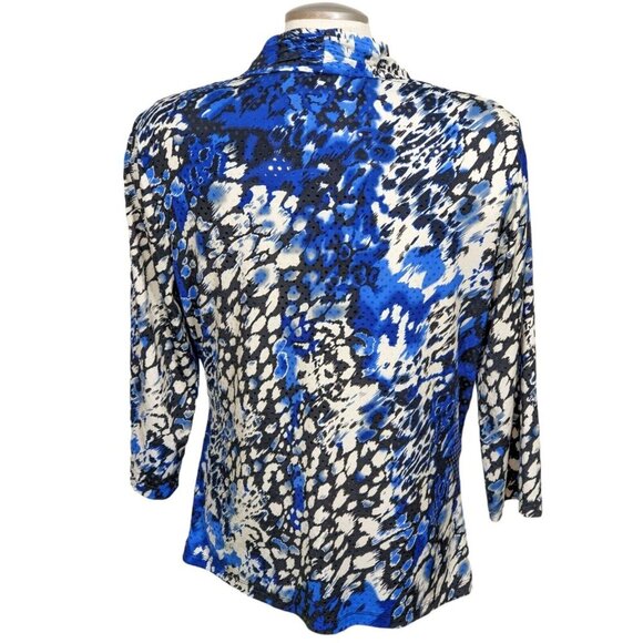 Vintage Y2K Laura Ashley Womens L Top Animal Print Blue Ruched Front Sparkle - Picture 4 of 6